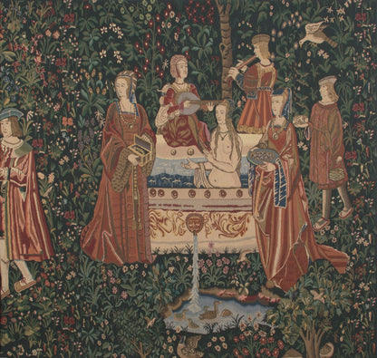 C Charlotte Home Furnishings Inc Bath and Reading in the Garden Belgian Tapestry Wall Hanging | Viscose Cotton and Polyester Blend Wall Art | 69 in. x 112 in | Home Decor Accents