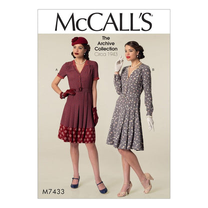 McCall's Patterns Misses' Inverted Notch-Collar Shirtdresses and Belt