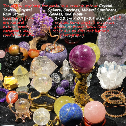 CrystalHola 6lb Mystery Crystal Box, Randomly Selected with Polished Natural Crystal, Including Sphere, Tower, Freeform Crystals for Home Office Decoration, Birthday Gifts
