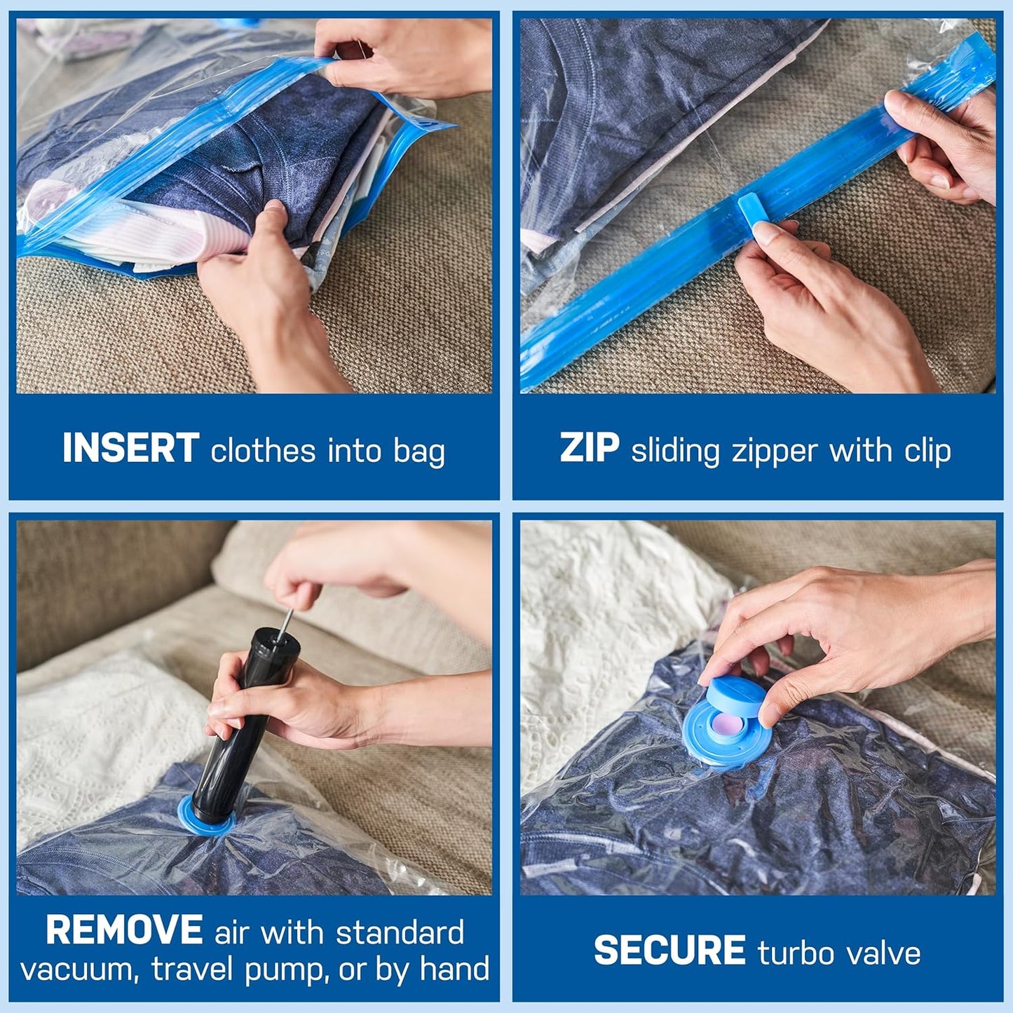 Spacesaver Variety 12pk Vacuum Storage Bags - Save 80% Clothes Storage Space, Compression Seal for Closet
