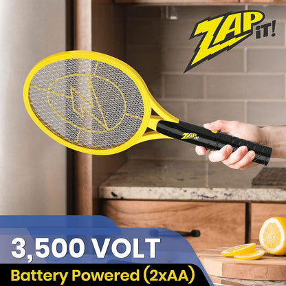 Zap It Electric Fly Swatter Racket & Mosquito Zapper - High Duty Battery Powered 3,500 Volt Electric Bug Zapper