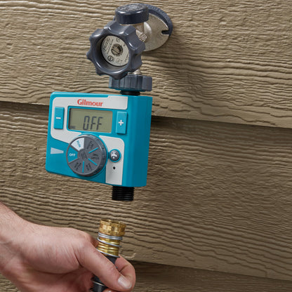 Gilmour Single Outlet Electronic Water Timer for Garden Hose, Irrigation Timer for Sprinklers and Drip Lines, Blue