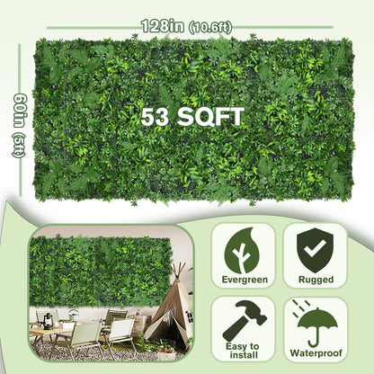 DOPGIB Artificial Green Boxwood Grass Wall Roll: 60"x128"(53.5 SQFT) UV Protected Ivy Privacy Hedge Fence Screen for Chain Link Fences Panel Indoor,Outdoor Patio Balcony & Garden