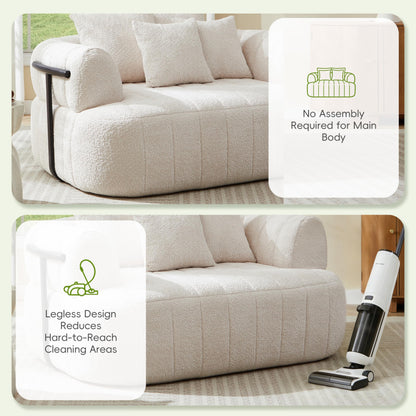 GDFStudio 64" Boneless Chair Indoor, Oversized Accent Chair with Deep Seat, Boucle Upholstered Big Comfy Couch Single Sofa, Modern Boneless Chaise Lounge Couch Chair for Living Room Bedroom, Beige