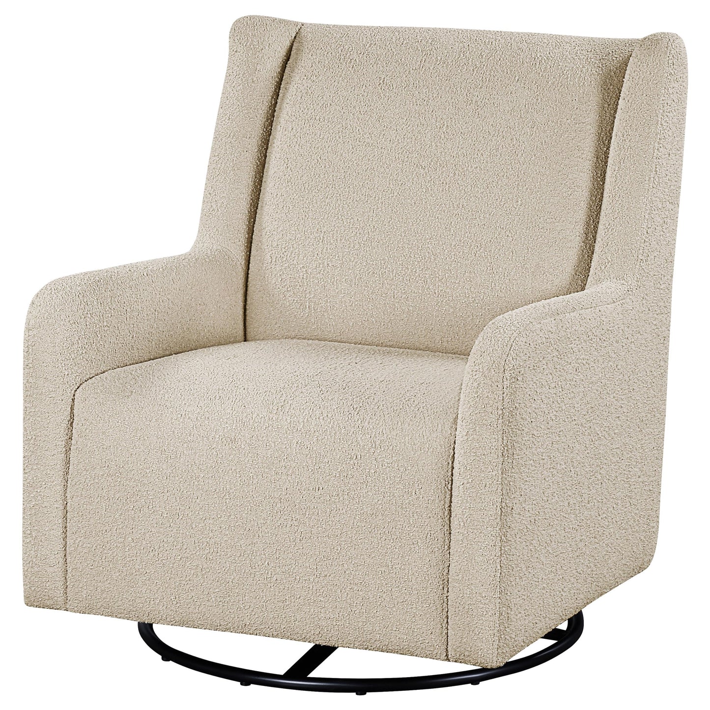 Coaster Home Furnishings - Serra - Wood - Boucle Upholstered Swivel Glider Accent Chair with 360-Degree Base, Gentle Gliding Motion and Transitional Style - Living Room - Sandy Beige - 902453
