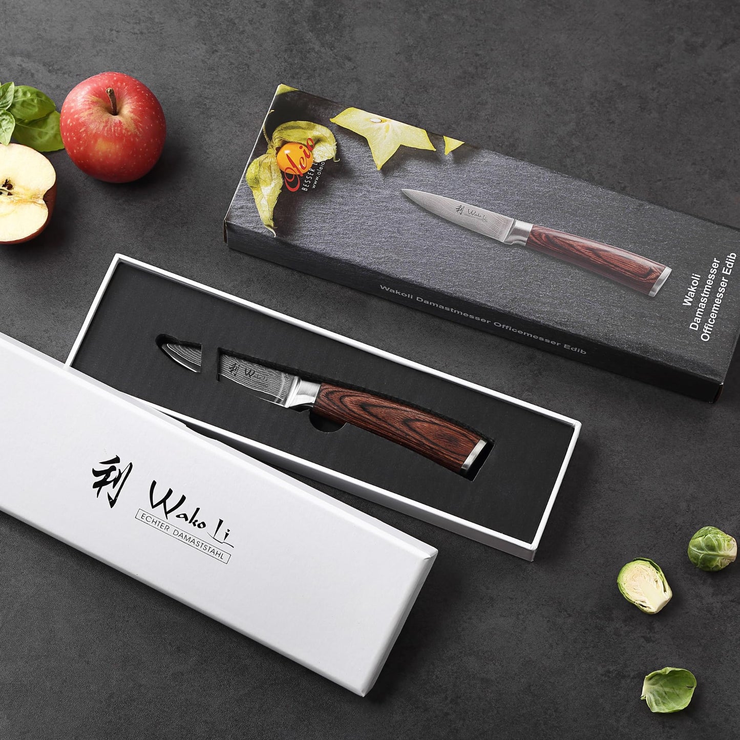 Wakoli EDIB Damascus Paring Knife – 3.2-Inch Small Kitchen Knife | Genuine 67-Layer Damascus Steel Blade with VG10 Core | Ergonomic Pakkawood Handle | Precision Cooking Knife in Gift Box