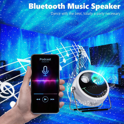 Brizled Star Projector Galaxy Light, USB C White Starry Projector Works with PD Power Supply, Bluetooth Speaker and White Noise Aurora Light, LED Galaxy Lighting for Bedroom Home Party