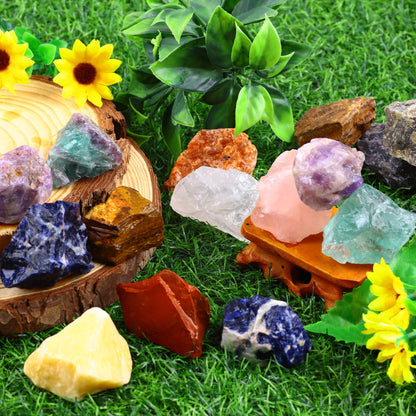 UFEEL 3 LB Bulk Rough Stone Mix Large 1" Natural Raw Crystals for Tumbling Cabbing Polishing Wire Wrapping