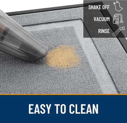 OLANLY Waterproof All-Season Front Door Mat - Sturdy Natural Rubber, Easy Clean, 29.5x17, Ash Gray