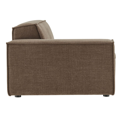 Modway Restore Left-Facing Modular Lounge Chair in Mocha - Living Room Fabric Upholstered Single-Arm Accent Armchair for Sectional Sofa with Coil Seat Support and French Piping
