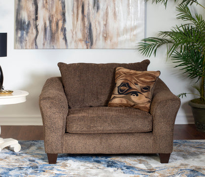 Roundhill Furniture Camero Cafe Fabric Pillow back Accent Chair & Ottoman Set