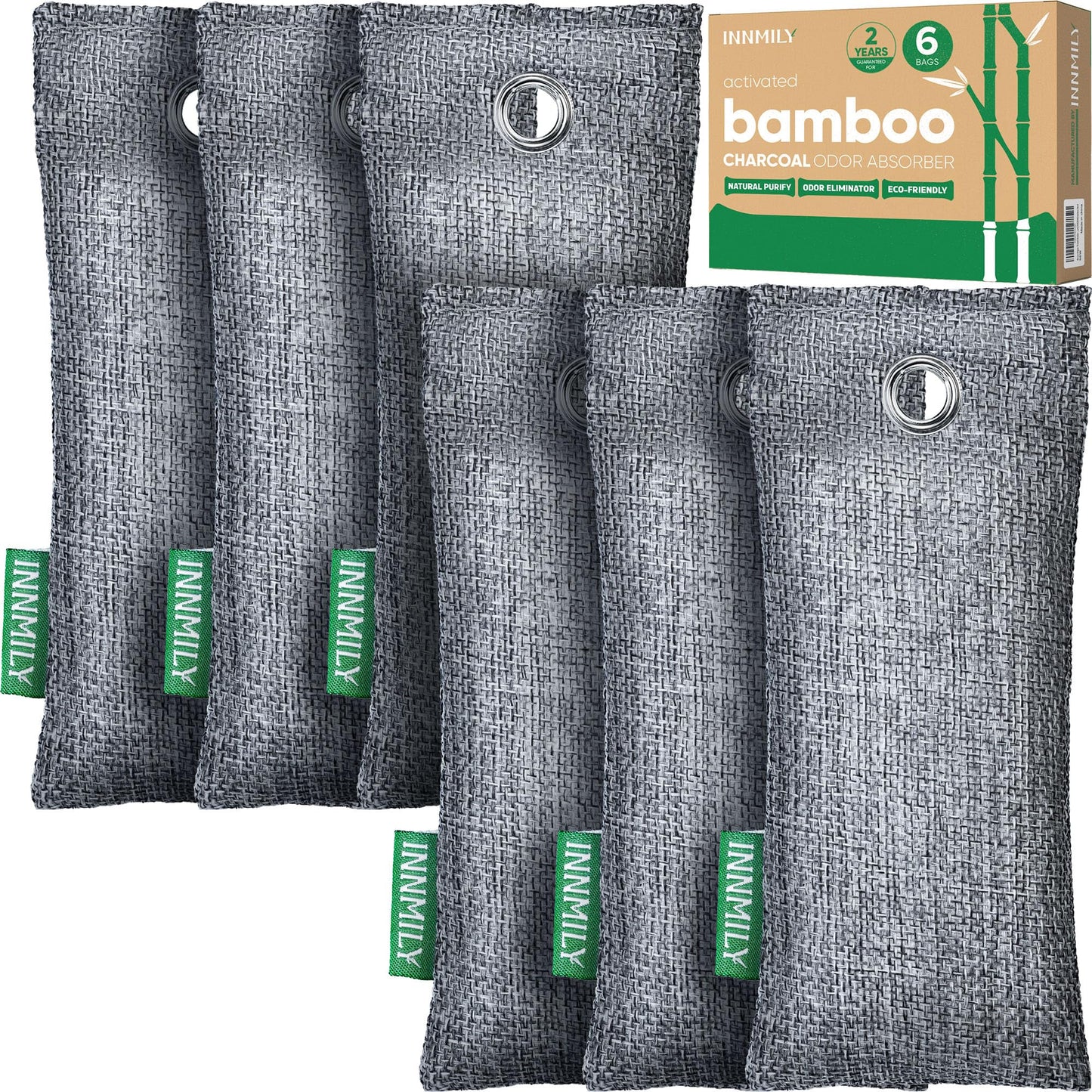Activated Charcoal Odor Absorber,6 Pack Nature Odor Eliminator for Shoes, Bamboo Charcoal Air Purifying Bags,Shoe Deodorizer for Fresh Sneakers,Shoe Smell Remover