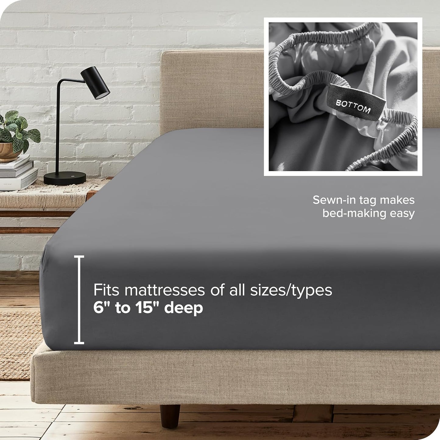 1800 Bare Home Fitted Bottom Sheet King Size - Premium Microfiber - Ultra-Soft Hotel Luxury - Deep Pocket - Durable