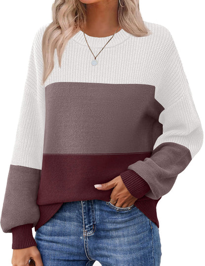Zeagoo Women's 2025 Fall Chunky Knit Sweater Oversized Crewneck Long Sleeve Winter Cotton Pullover Sweaters Jumper Tops