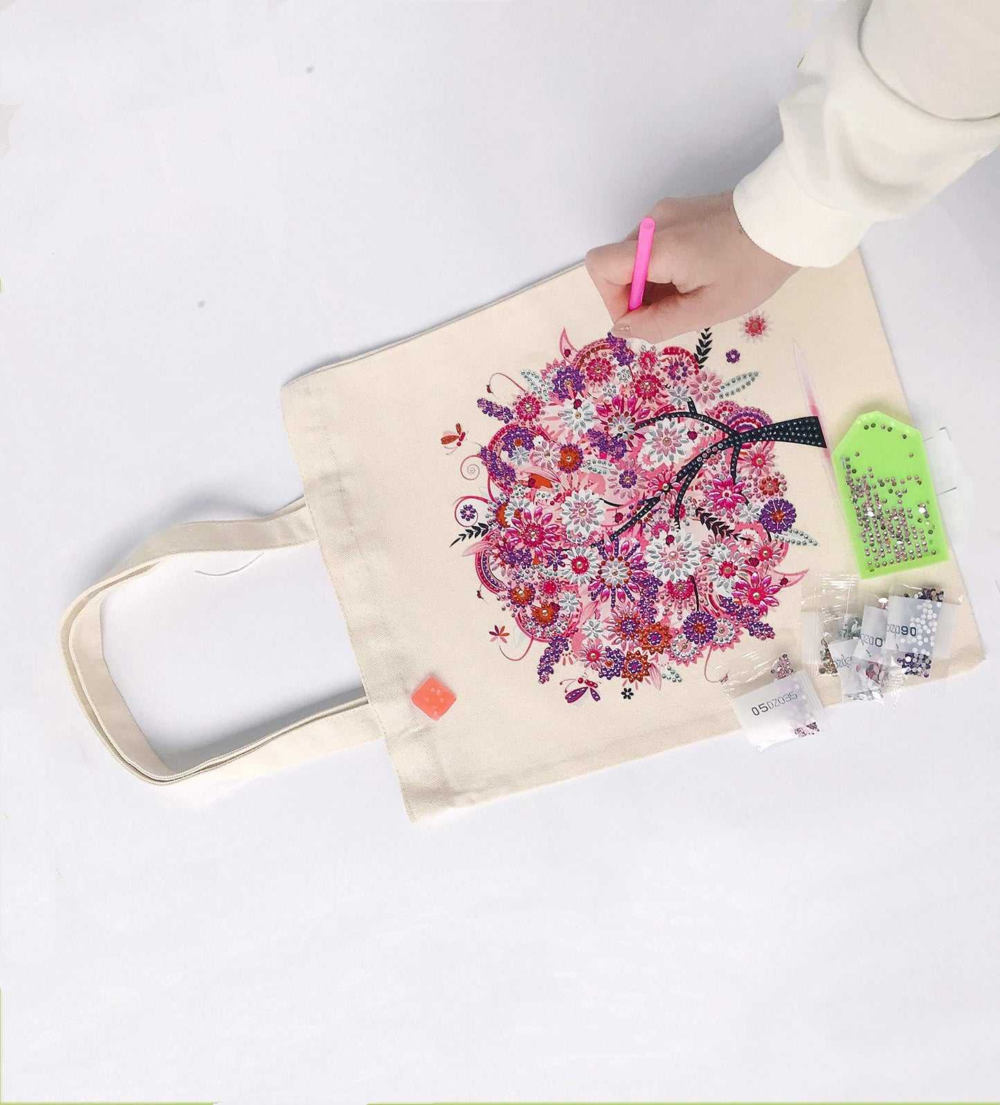 JGA JOGGING ARM 5D Art Craft Diamond Painting Shopping Canvas Tote Bag Foldable Hand bags Accessories Tray Organizer for Adult Women Handwork