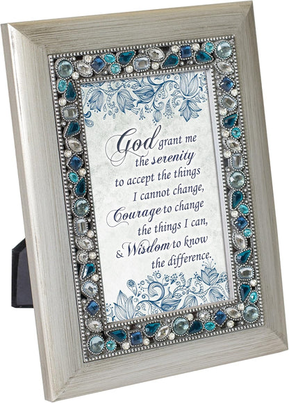 Cottage Garden God Grant Me Serenity Brushed Silvertone Photo Frame with Easel Back