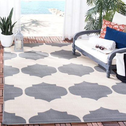 SAFAVIEH Courtyard Collection Accent Rug, 2' x 3'7", Beige & Navy, Non-Shedding, Easy Care Indoor/Outdoor