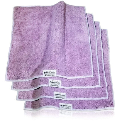 Nano Towels - The Amazing Eco Cloth That Cleans Virtually Any Surface with Only Water. No More Paper Towels Or Toxic Chemicals. 4-Pack (14x14, Lavender)