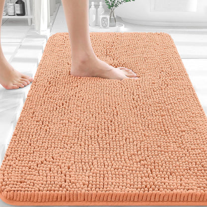 OLANLY Bathroom Rugs - Extra Soft Absorbent Chenille Mats | 36x24, Quick Dry, Machine Washable, Peach
