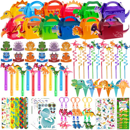 PLOUGVI 320PCS Dinosaur Birthday Party Decorations Favors Supplies, Dino Goodie Bags Fillers Stuffers for Kids Birthday Gifts