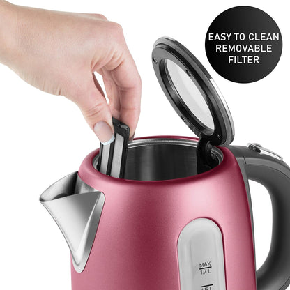Sencor SWK1774RD 1.7L Stainless Steel Electric Kettle, 1500W Fast Boil