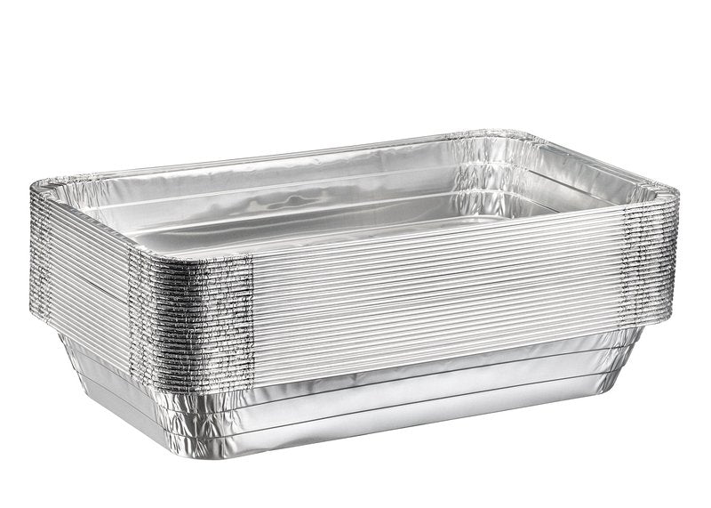 Plastible Full Size Deep Steam Aluminum Table Pans - Disposable to go Foil Pans for Chafing, Baking, Storing and Catering Containers (21” x 13” x 3”) (10, With Lids)