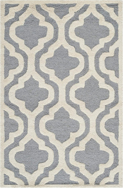 2' 3' CAM132D SAFAVIEH Cambridge Collection x Silver / Ivory Handmade Moroccan Premium Wool Accent Rug