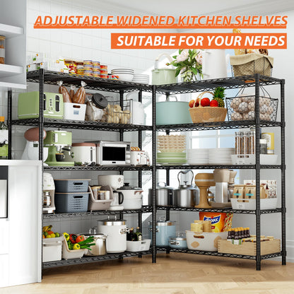 Storage Shelves Heavy Duty, 2 PCS 48" L x 20" W x 72" H Garage Wire Shelving Unit Loads 2000LBS, 5-Tier Adjustable Metal Industrial Utility Shelf Rack for Kitchen, Laundry Room, Warehouse, Basement