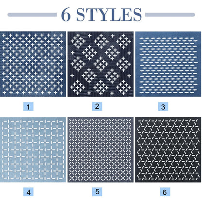Hahafelt Sashiko Kit Sashiko Thread and Needles Thimble Denim Fabric Water Soluble Japanese Embroidery Kit for Beginners Hand Quilting and Mending, Sewing Supplies