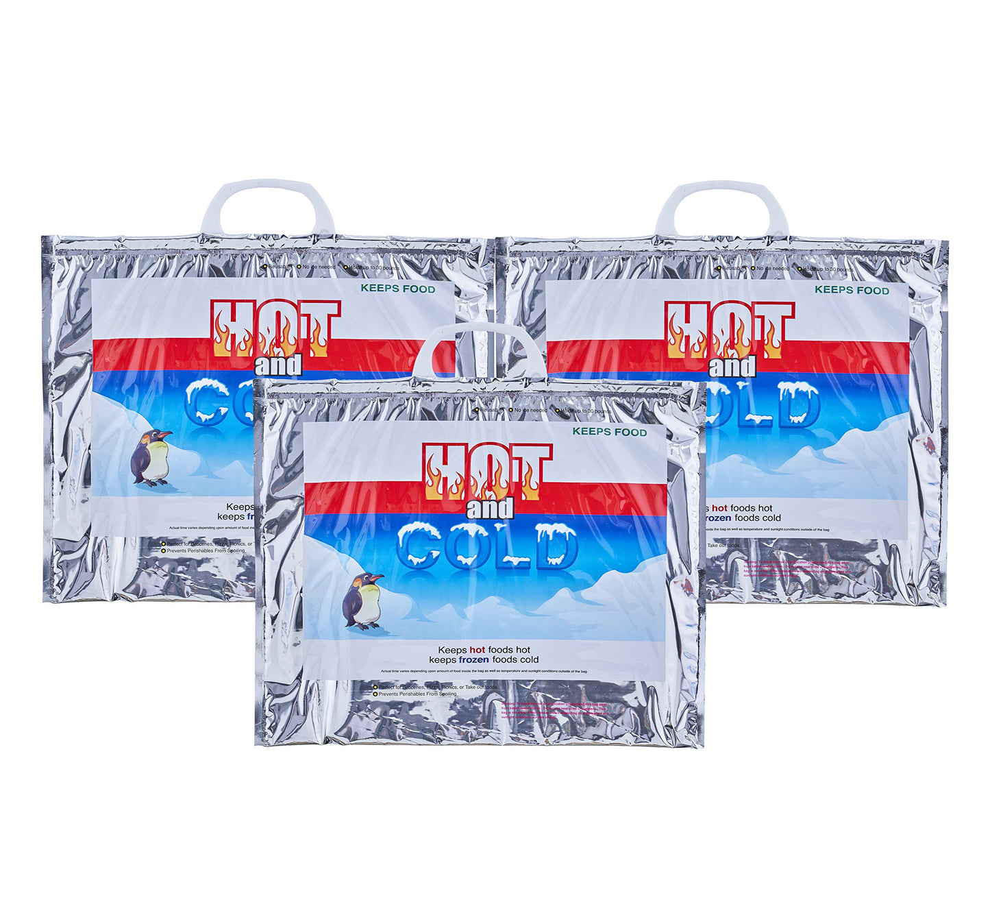 Superio Hot and Cold Insulated Bags for Food Delivery, Grocery Shopping Bags, Food Storage for Hot and Frozen Food for Travel, Disposable Cooler Bag, Reinforced Thermal Lunch Bag (3, 15.5"x13")
