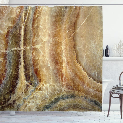 Ambesonne Onyx Stone Surface Pattern Marble Shower Curtain, 69" W x 70" L, Cloth Fabric Bathroom Decor Set with Hooks,