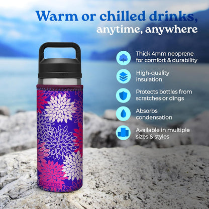 24-30 oz Koverz Neoprene Water Bottle Insulator Cooler Coolie - Petals