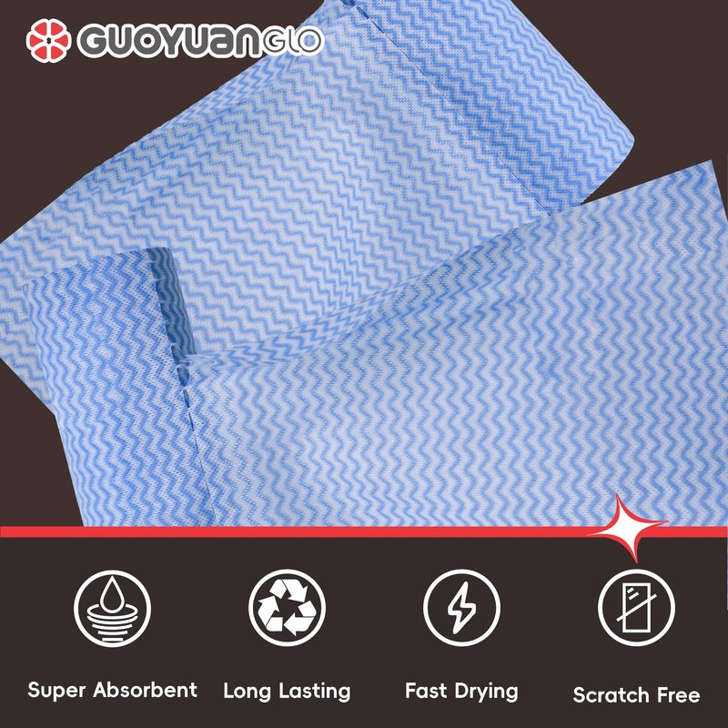 GUOYUANGLO Disposable Cleaning Cloths Roll Disposable Dish Cloth Multi-Purpose Heavy Duty Paper Towels-200 Sheets,Blue