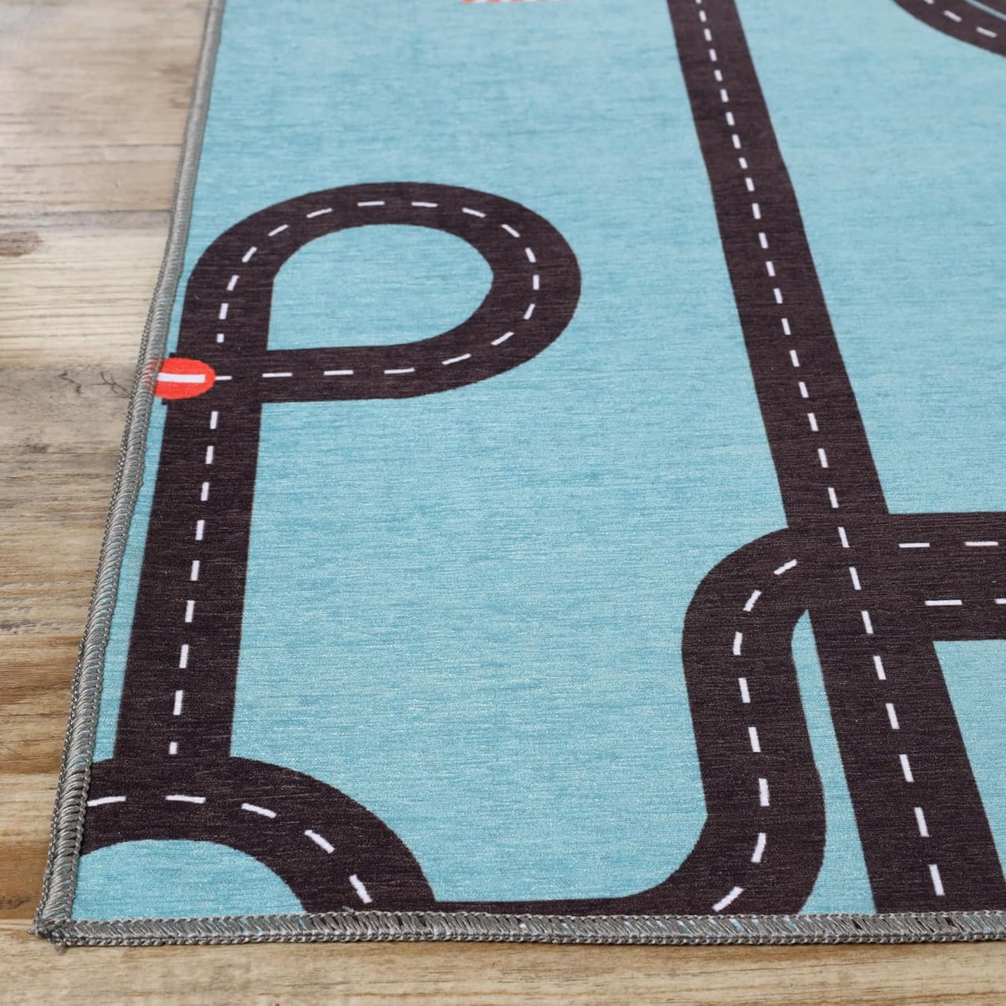 Country 5' 5' Superior Indoor Kids Rug, Washable, Non-Slip, Multi Color Playmat, Perfect for High Traffic Playroom