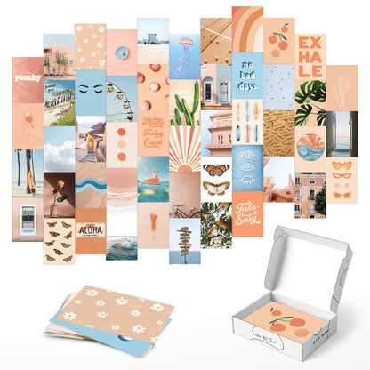 HAUS AND HUES Peach Photo Collage Kit - Wall Aesthetic Collage Kit for Teens (Set of 50)