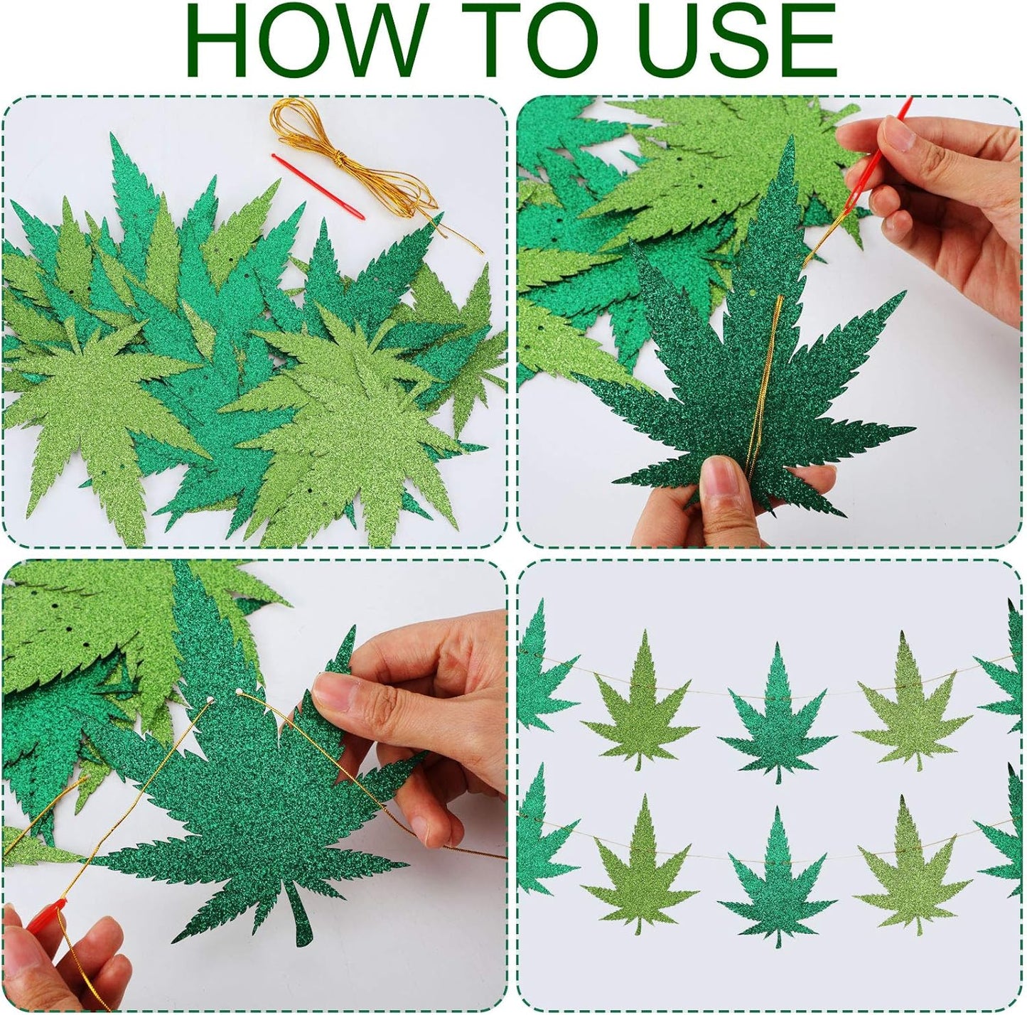 2 Pieces Pot Leaves Weed Banners and 51.2 x 86.6 Inch Weed Tablecover for Pot Leaf Birthday Party Picnic Decoration
