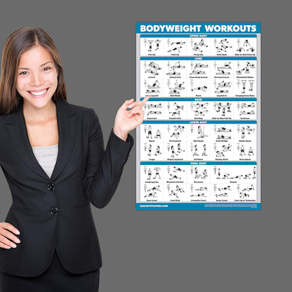 Palace Learning Dumbbell & Barbell Workout Charts - Set of 4 Laminated Muscle Guides (18" x 24")