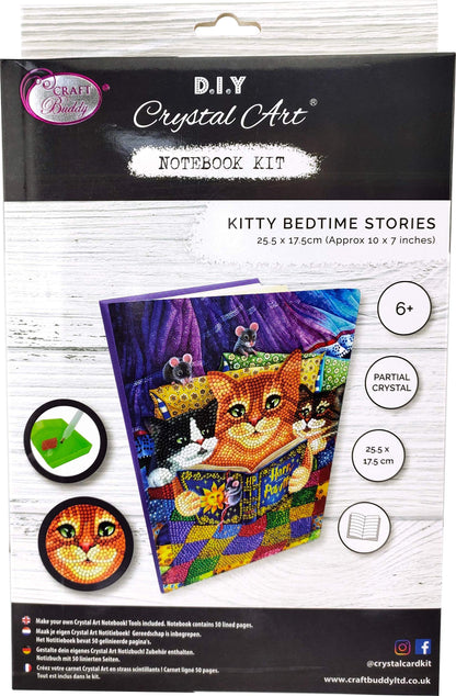 Crystal Art Diamond Painting Notebook - Kitten Bedtime Notebook Kit - Create a Sparkling Notebook Cover using Crystals - For ages 8 and up