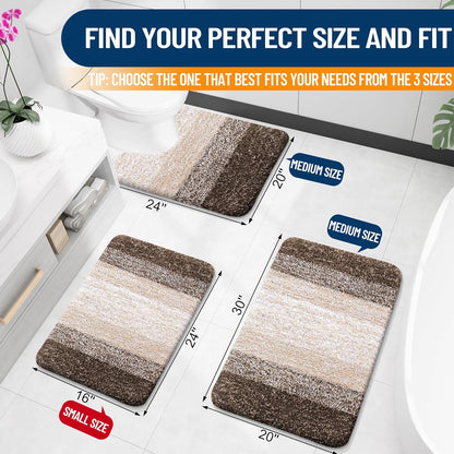 OLANLY Bathroom Runner Rug - Extra Soft Microfiber Mat, Quick Dry & Washable, 44x24, Light Brown