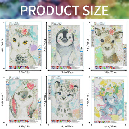 Containlol 6 Pcs Diamond Art Kits for Kids Cute Animals DIY Diamonds Art for Adults Beginners 5d Full Round Drill Diamond Painting Kit for Gift Home Wall Decor 14 X10 Inch