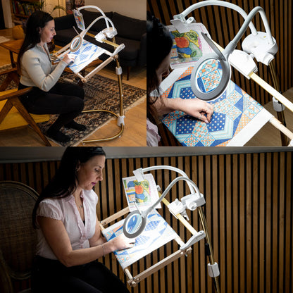 Daylight Company Stitchsmart Stand, Adjustable Embroidery Hoop Stand, Rotated Cross Stitch Stand, Hoop Holder, Hands Free Needlework Stand for Art Craft Sewing Projects,White