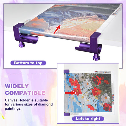 Diamond Painting Canvas Roll Holder,Adjustable Diamond Painting Canvas Table Clamp for Diamond Painting,Accessories and Tools for DIY Diamond-Painters,2 Pack(Purple)