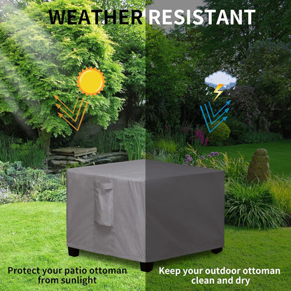 (25"x25"x17", Easy-Going Square Patio Ottoman Cover, Waterproof Outdoor Ottoman Cover, Fade Resistant Patio Side Table