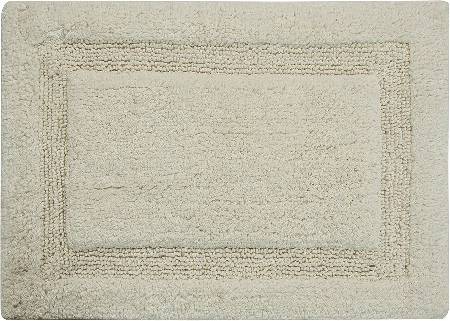 Bath Rug 100% Soft Cotton, 34x21 Inch, Latex Non-Skid Backing, Solid Ivory Color