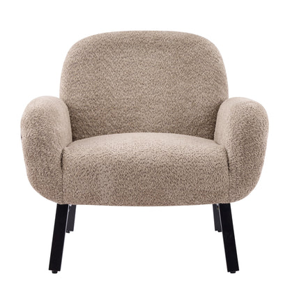 Christopher Knight Home Audrey Boucle Upholstered Accent Chair, Living Room Low Profile Armchair, Solid Wood Comfy Reading Chair, Modern Single Lounge Sofa, Light Camel