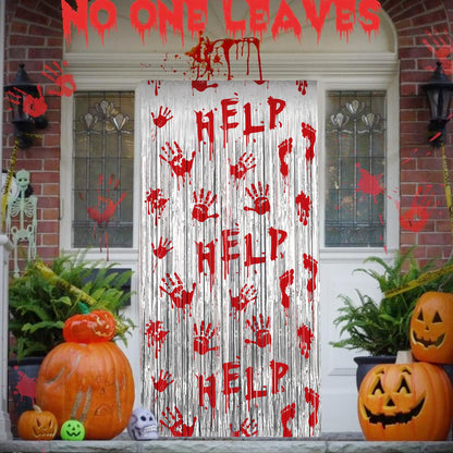Halloween Party Decorations Scary Bloody Halloween Photo Backdrop Streamers, 2 Pack 3.3 x 6.6 FT Zombie Vampire Halloween Party Decor Foil Fringe Curtain Halloween Backdrops for Parties Indoor Outdoor