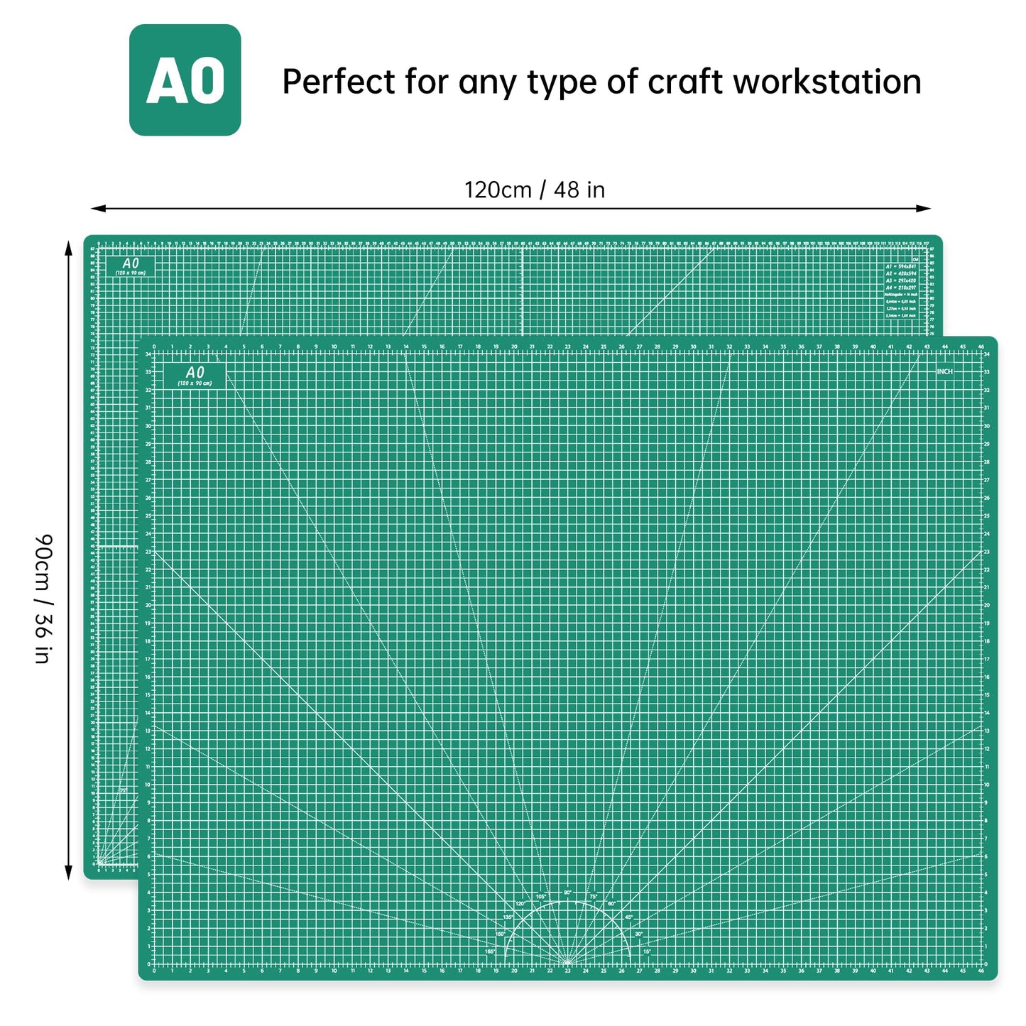 Headley Tools Thickened 36 x 48 Inch Self Healing Sewing Cutting Mat, A0 Rotary Cutting Sewing Mat for Crafts, Double Sided 5-Ply Table Cutting Board for Fabric Quilting Leather Hobby, Green