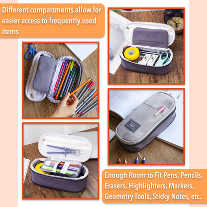 Mr. Pen- Pencil Case Large, Fabric Pencil Pouch Large, Grey, Pen Bag, School Supplies, Pencil Pouch Cute
