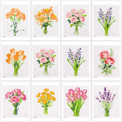 Caydo 12 Pack Flower Themed Diamond Painting Kits for Adults - Full Drill 5D DIY Paint Gem Art - A Relaxing Craft for Home Wall Decor(6x6inch)