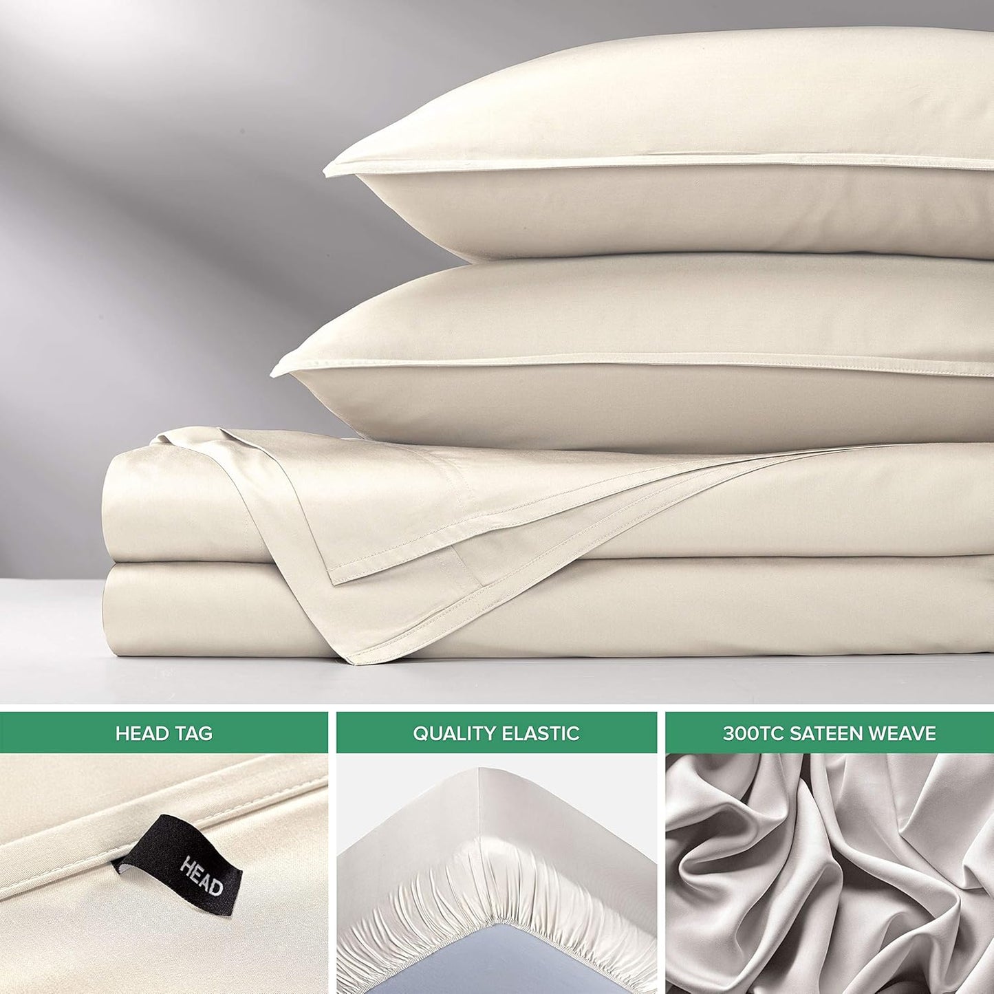 Pure Bamboo Full Bed Sheet Set - 100% Organic Viscose, Luxuriously Soft & Cooling | Ivory, Double Stitching